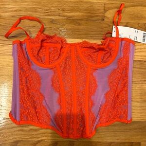 Urban Outfitters Out From Under Modern Love Corset Pink and Orange